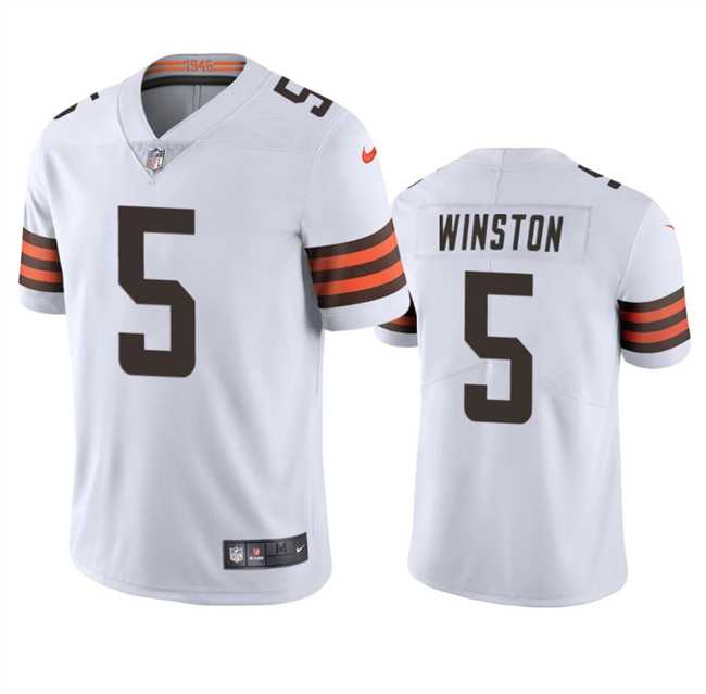 Men & Women & Youth Cleveland Browns #5 Jameis Winston White Vapor Limited Stitched Jersey